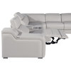 Marco-8-Piece, 4-Power Reclining Italian Leather Sectional, Light Gray