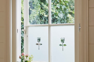 Tulip design bespoke film for bathroom window
