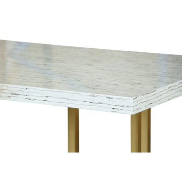 Harmony Contemporary Dining Table, Brushed Gold Finish and Ash Veneer Top