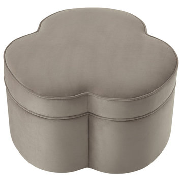 28" Taupe Velvet Specialty Cocktail Ottoman