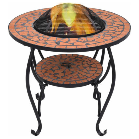 vidaXL Mosaic Fire Pit Table Terracotta 26.8" Ceramic
