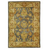 Wool Rug in Blue & Beige with Herbal Wash (4 ft. 6 in. x 6 ft. 6 in. Oval)