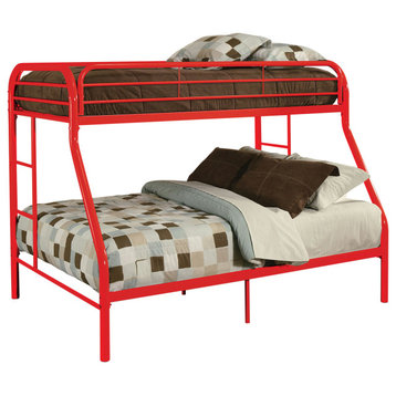 78" X 54" X 60" Twin Over Full Red Metal Tube Bunk Bed