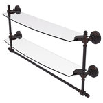 Allied Brass - Retro Wave 24" Two Tiered Glass Shelf with Towel Bar, Venetian Bronze - Add space and organization to your bathroom with this simple, contemporary style glass shelf. Featuring tempered, beveled-edged glass and solid brass hardware this shelf is crafted for durability, strength and style. Integrated towel bar provides space for your favorite decorative towels or for your everyday use. One of the many coordinating accessories in the Allied Brass Collection of products, this subtle glass shelf is the perfect complement to your bathroom decor.