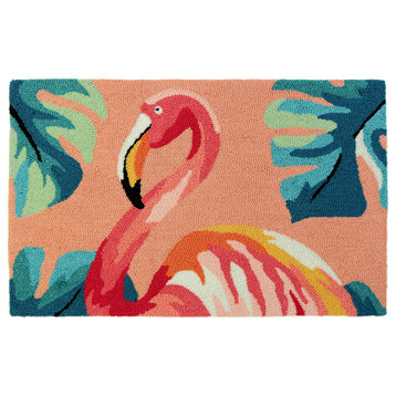 Flamingo Splash on Coral Homefires Accent Rug Doormat 22" x 34"