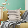 Ox Bay Handwoven Tan/Black Stripe Jute Cotton Blend Pillow Cover, 20"x20"