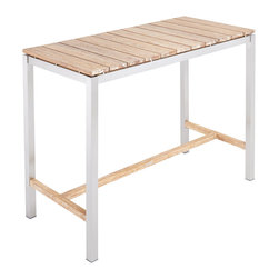 Macon 7-Piece Rectangular Teak Outdoor Bar Table Set - Whitewash - Products