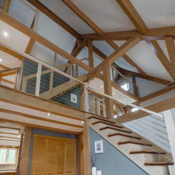 White timber post cable railing project in Greater Montreal, Quebec