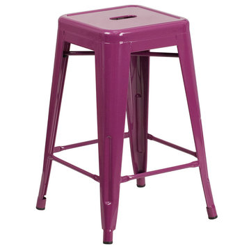 24" High Backless Purple Indoor Outdoor Counter Height Stool