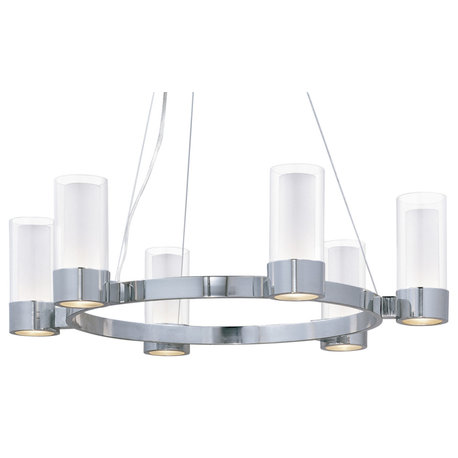 Maxim 23077CLFT/BUL Silo 6 Light 27"W LED Pillar Candle Ring - Polished Chrome