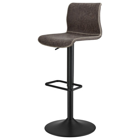 Jayden Low back Gaslift Bar Stool, Set of 2, Vintage Coffee Brown