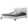 Sabrina White Modern Bed with Overstuffed Headboard, King Size