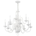 Livex Lighting - Livex Lighting Williamsburg 12 Light White 2-Tier Chandelier - Simple, yet refined, this traditional, colonial chandelier is a perennial favorite. Part of the Williamsburgh series, this handsome twelve-light two-tier chandelier is a timeless beauty. It is shown in a white finish..