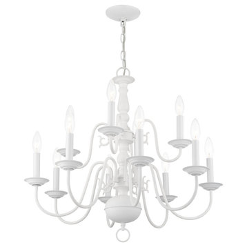 Livex Lighting Williamsburg 12 Light White 2-Tier Chandelier