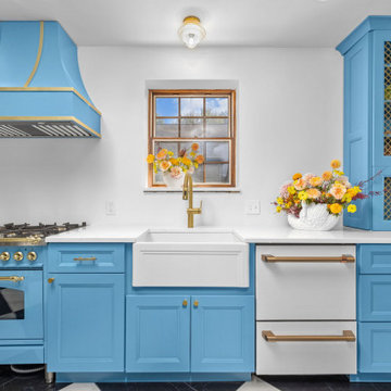 Eye-catching Bright Blue Kitchen