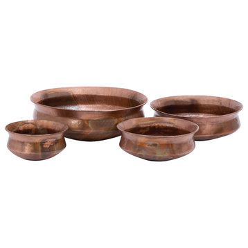 Set of 4 Copper Metal Rustic Planter, 22", 18", 14", 11"