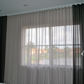 Beatriz Miami Lakes - Ripple Fold Black + Silver Sheer Drapes