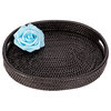 Artifacts Rattan™ Oval Tray With Cutout Handles, Tudor Black, Small