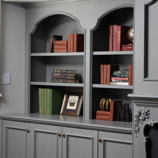 Home theater - traditional home theater idea in Sacramento with gray walls