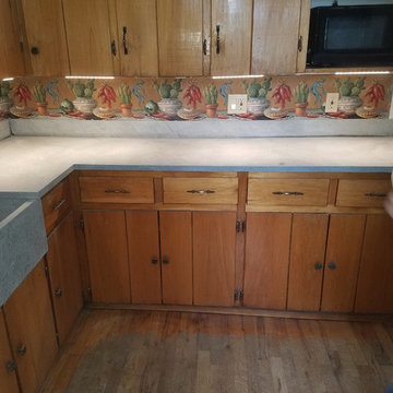 Un-oiled kitchen counter tops and sink