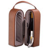 Black Leather Wine Caddy For 2 Bottles and Bar Tool, Corkscrew