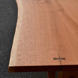 Live Edge Cherry Dining Table with Live Edge Trestle - Dining Tables