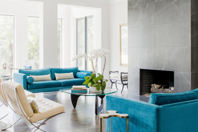 Example of a transitional living room design in Atlanta