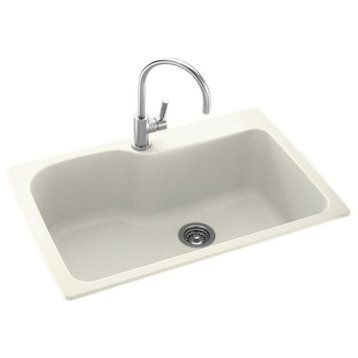 Swan 33x22x10 Solid Surface Kitchen Sink, 1-Hole, Bisque