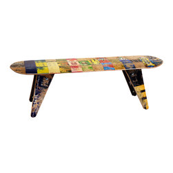 Deckstool - Recycled Skateboard Furniture - Recycled Skateboard Bench, 60" - Upholstered Benches