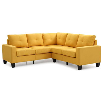 Glory Furniture Newbury Twill Fabric Sectional in Yellow