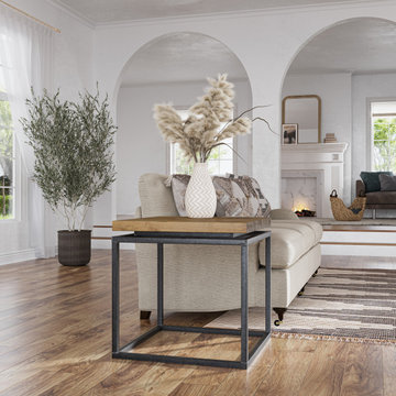 Floating Top Steel Base End Table