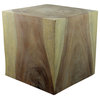 Haussmann Wood Cube Table 18 in SQ x 18 in High Hollow inside Grey Oil