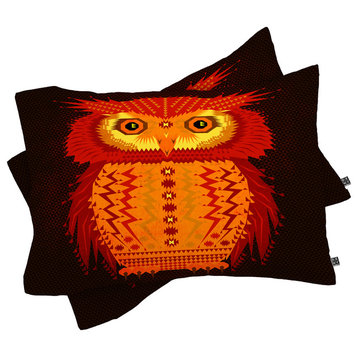 Deny Designs Chobopop Geometric Owl Pillow Shams, Queen