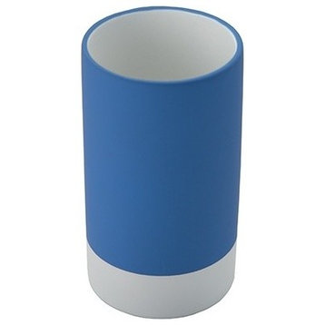 Round Pottery Toothbrush Tumbler Available, Blue