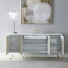 Bellissimo Lacquer Sideboard/Buffet, Acrylic Legs, Gold Tips & Gold Finish