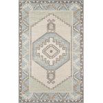 Momeni - Anatolia ANA-2 Machine Made Light Blue Area Rug 5'3"x7'6" - The pastel color palette of the Anatolia Collection presents the softer side of tribal style. Subdued shades of pink, baby blue and brown fill the field and ornamental rug borders with classical medallions and vine and dot motifs. Crafted in an innovative combination of natural wool and nylon threads, modern machining mimics ancestral weaving techniques to create a series of chic floor coverings that are superior in beauty and performance.