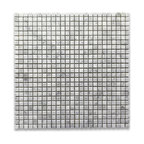 3/8x3/8 Square Mosaic Tile Carrara White Marble Polished Venato Bianco, 1 sheet