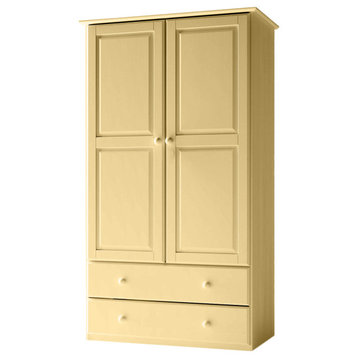 Traditional Solid Wood Wardrobe Armoire, Cupola Yellow