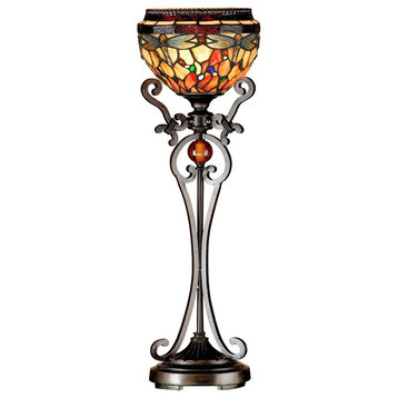 Dale Tiffany Briar Dragonfly Uplight Table Lamp, Antique Bronze/Sand