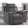 Bowery Hill Contemporary Upholstered Recliner in Dark Gray Finish