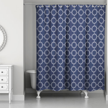 Navy Geo Pattern 71x74 Shower Curtain