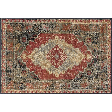 Fiona Transitional Border Red Scatter Scatter Mat Rug, 2'x3'