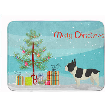 French Bulldog Christmas Tree Machine Washable Memory Foam Mat Doormats