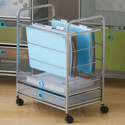 Hole Punch Hanging File Cart in Blue - Office Carts And Stands