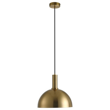 1-Light Pendant Single Dome Hanging Light Brass, Brass