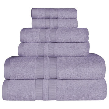6 Piece Cotton Solid Soft Hand Bath Towel, Wisteria