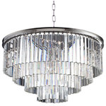 Gatsby Luminaires - Fringe 17-Light Chandelier, Polished Nickel, Clear, Without LED Bulbs - Bring glamour to your home with this seventeen light stunning pendant chandelier from Glass Fringe collection. Industrial style frame yet delicate and modern glass fringe options this stunning ceiling light will surely update your decor