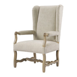 French Wing Upholstered Armchair- Linen - Armchairs And Accent Chairs