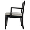 Mid Century Modern Solid Wood Black Arm Chair With Woven Black Cane Back
