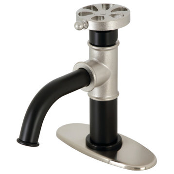 Belknap Single-Handle Bathroom Faucet & Push Pop-Up, Matte Black/Brushed Nickel